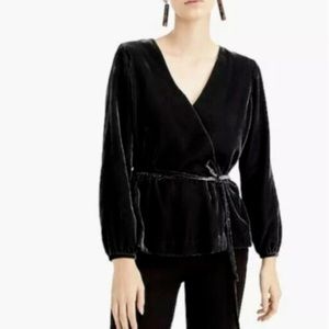 J. Crew Drapey Velvet Faux-Wrap Top Size 0